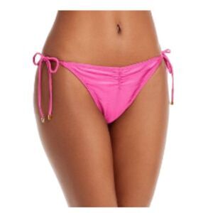 PQ Swim Ruched Tie Bikini Swim Bottoms Pink Medium NWT
